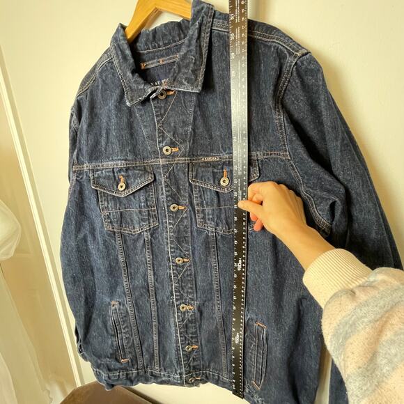 Vintage Men's Denim Trucker Jacket Size XXL Nautica Dark Denim Y2K Grunge - Picture 6 of 14